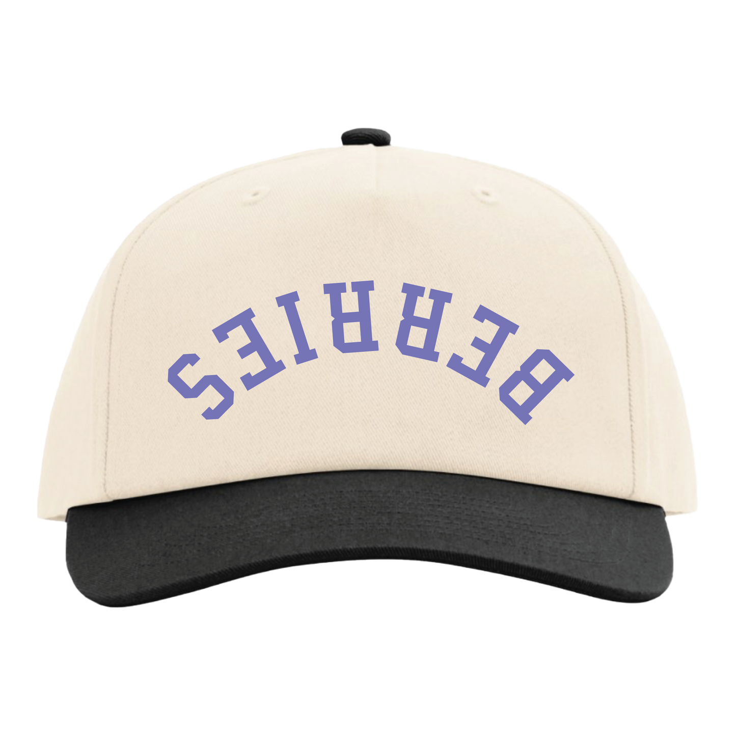 Cream/Black Berries 5-Panel “Gramp's” Hat Upside Down Embroidery | Cap America Brand