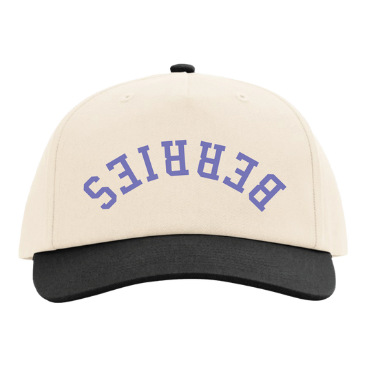 Cream/Black Berries 5-Panel “Gramp's” Hat Upside Down Embroidery | Cap America Brand