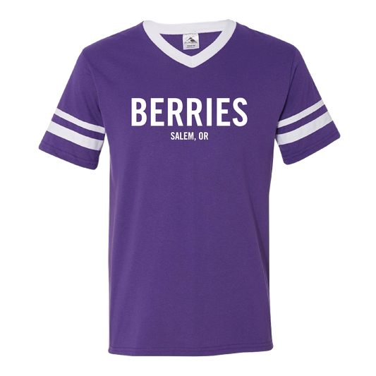 Berries V-Neck Tee | Purple/White