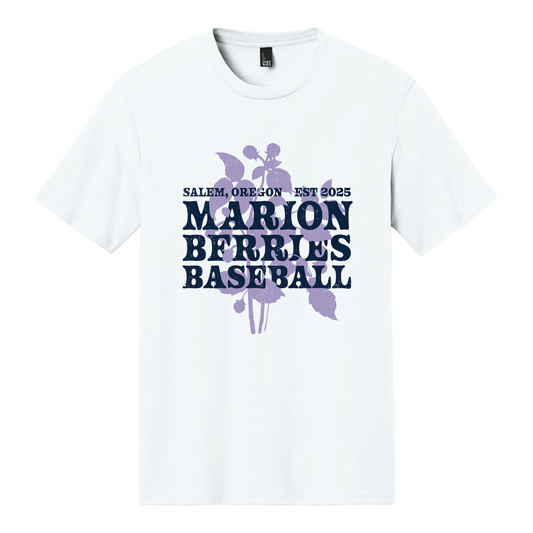 Marion Berries Baseball Unisex Tee | White