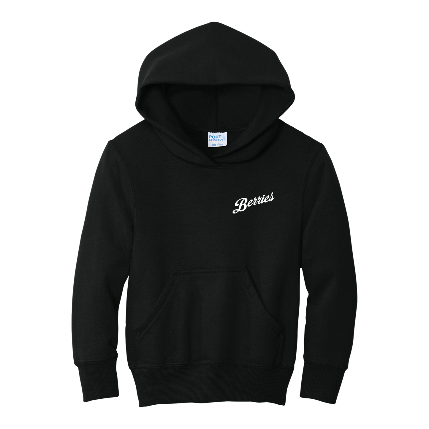 YOUTH HOODIE - Cursive Berries | Black