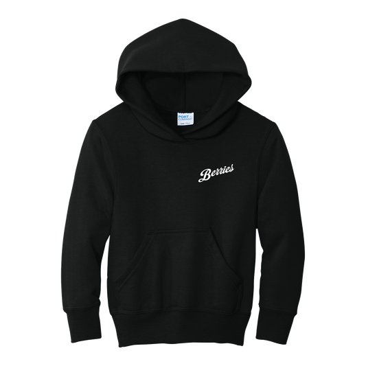 YOUTH HOODIE - Cursive Berries | Black
