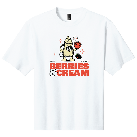 Here for the Berries & Cream Unisex Oversized Tee | White