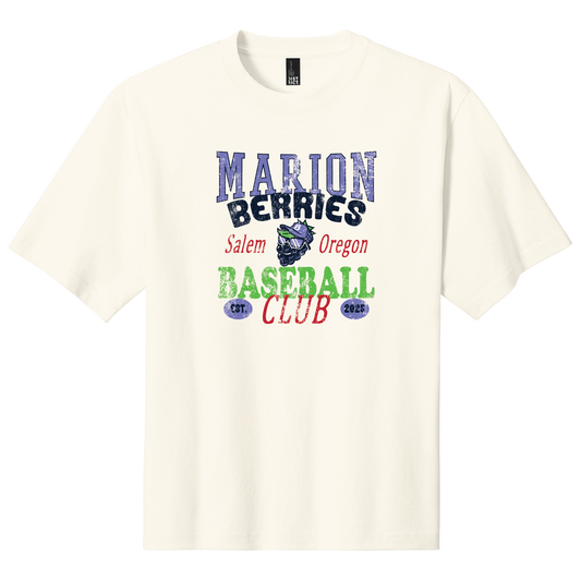 Marion Berries Baseball Club Distressed Unisex Oversized Tee | Ivory