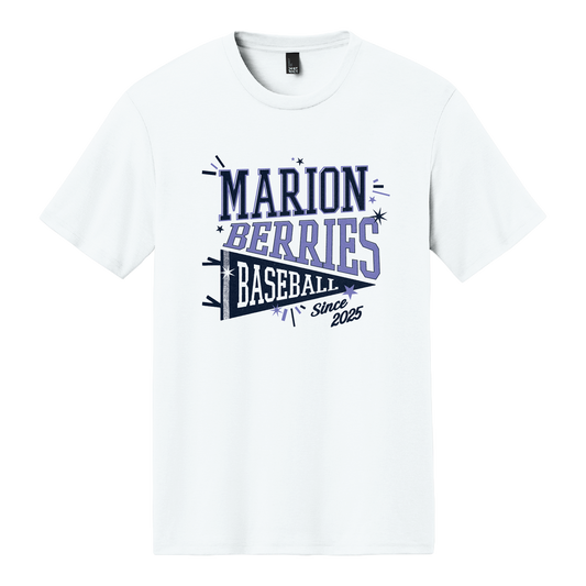 Marion Berries Baseball Spirit Triblend Unisex Tee | White