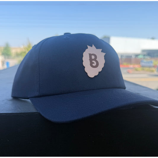 Navy B Leather Patch Cap